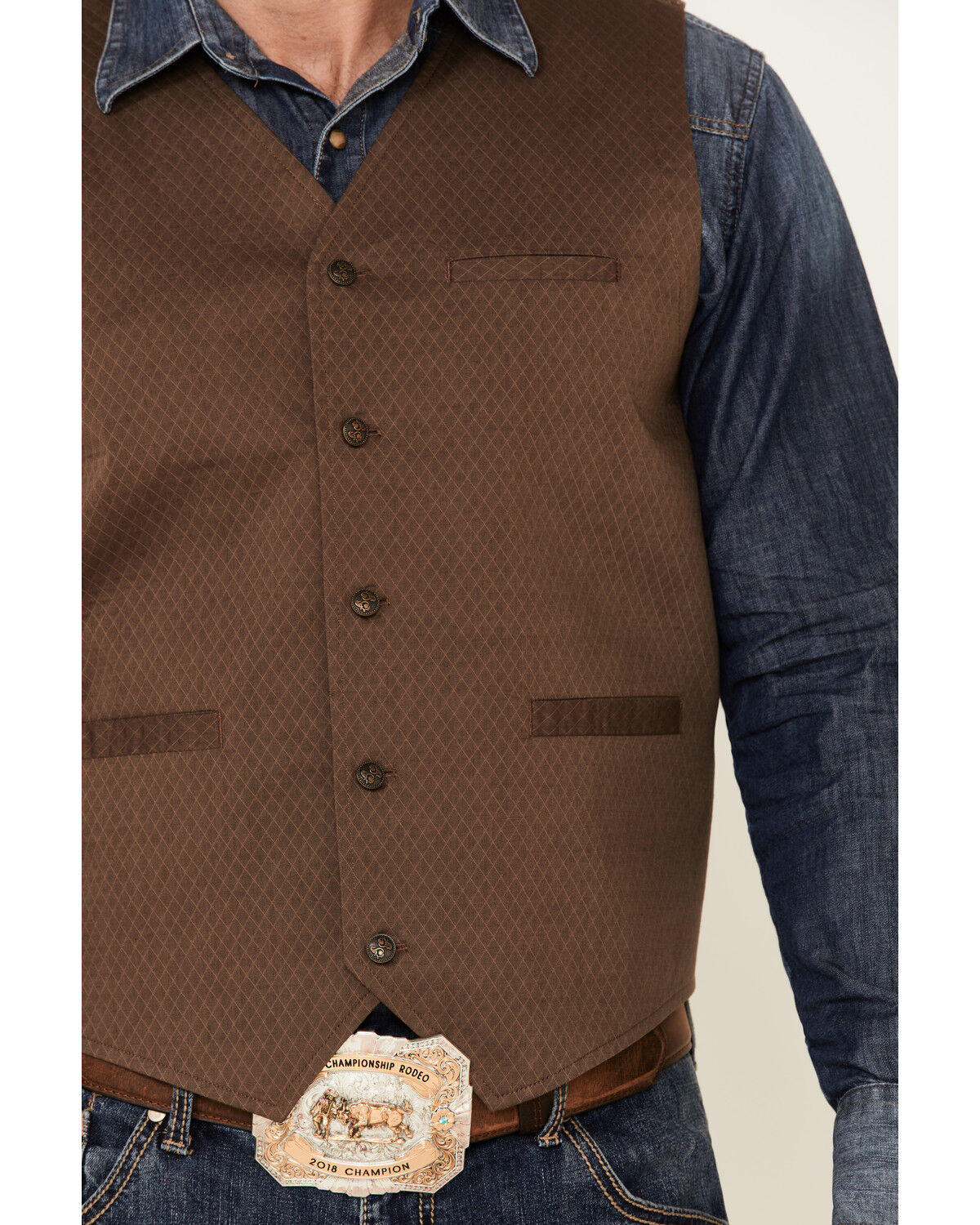 Image #3 - Moonshine Spirit Men's Seer Sucker Diamond Print Button Vest , , hi-res