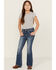 Image #1 - Shyanne Girls' Medium Wash Star Pocket Bootcut Stretch Denim Jeans , Medium Wash, hi-res