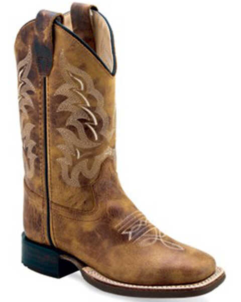 Image #1 - Old West Girls' Western Boots - Square Toe, Tan, hi-res