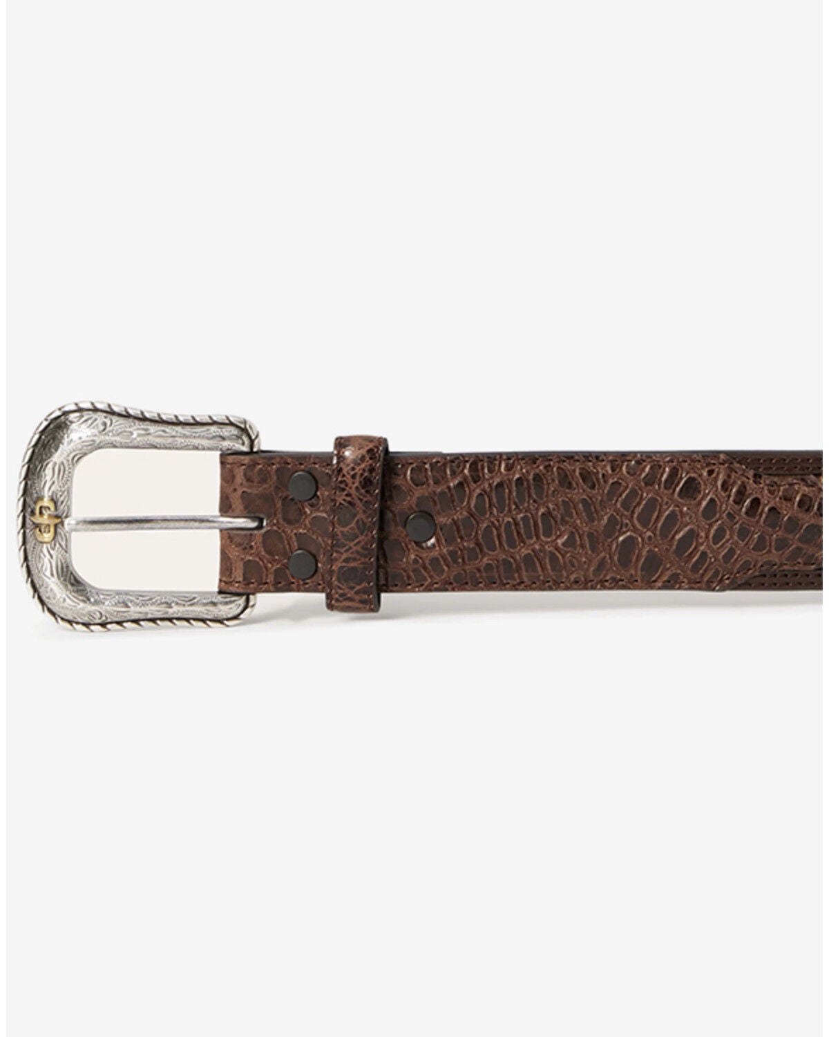 Image #2 - Stetson Men's Ostrich Print Croc Embossed Western Leather Belt, Cognac, hi-res