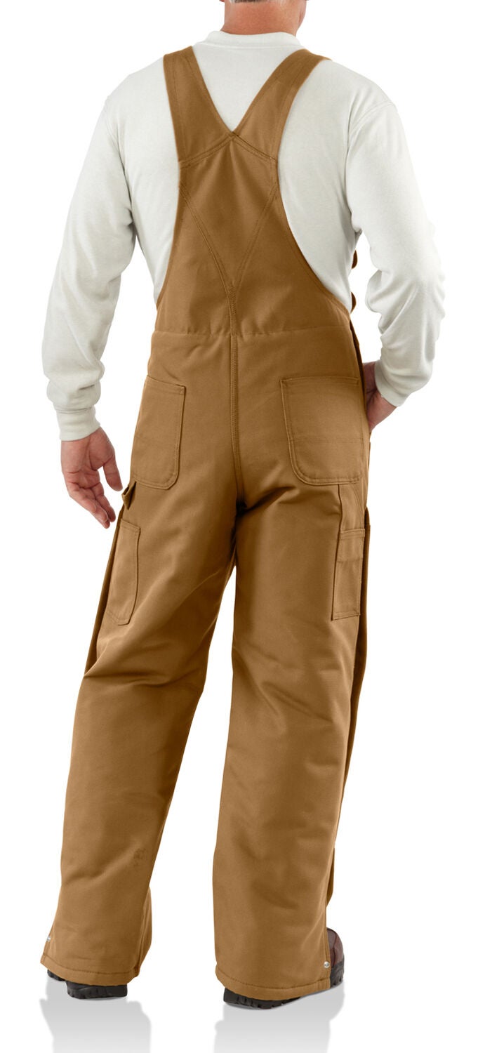 Image #4 - Carhartt Men's FR Duck Quilt-Lined Bib Overalls - Big & Tall, Carhartt Brown, hi-res