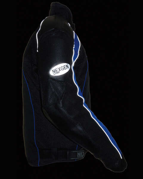 Image #5 - Milwaukee Leather Men's Combo Leather Textile Mesh Racer Jacket - 3X, Black/blue, hi-res
