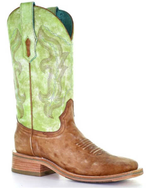 Corral Women's Sand Green Embroidery Western Boots - Broad Square Toe, Sand, hi-res