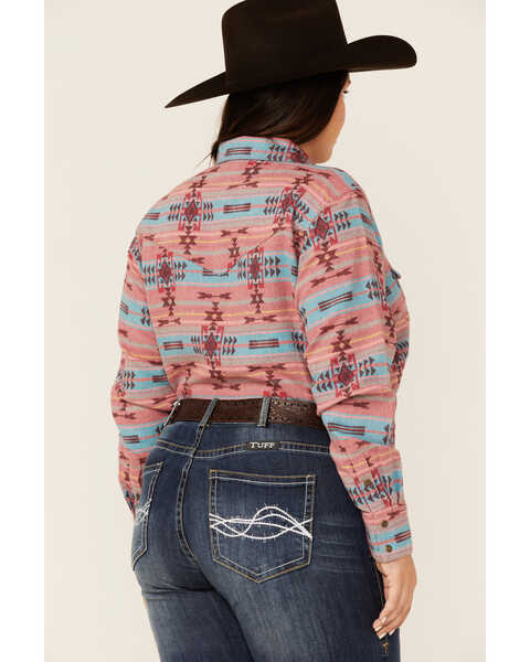 Ariat Women's R.E.A.L Ravishing Southwestern Print Long Sleeve Snap Western  Shirt - Plus