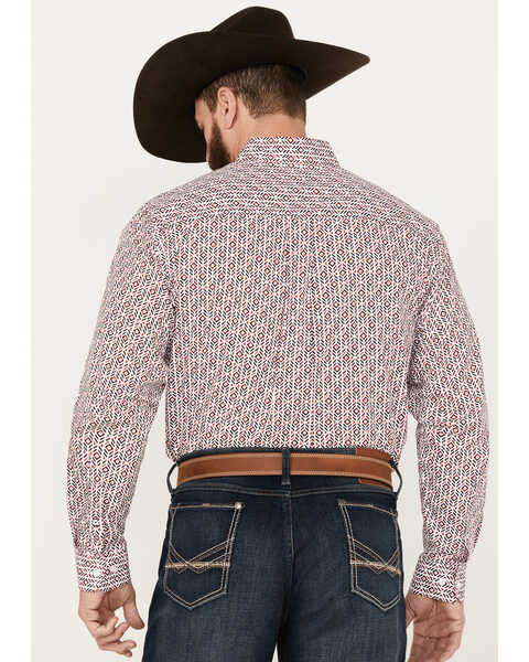 Image #4 - Cinch Men's Geo Print Long Sleeve Button Down Western Shirt, White, hi-res