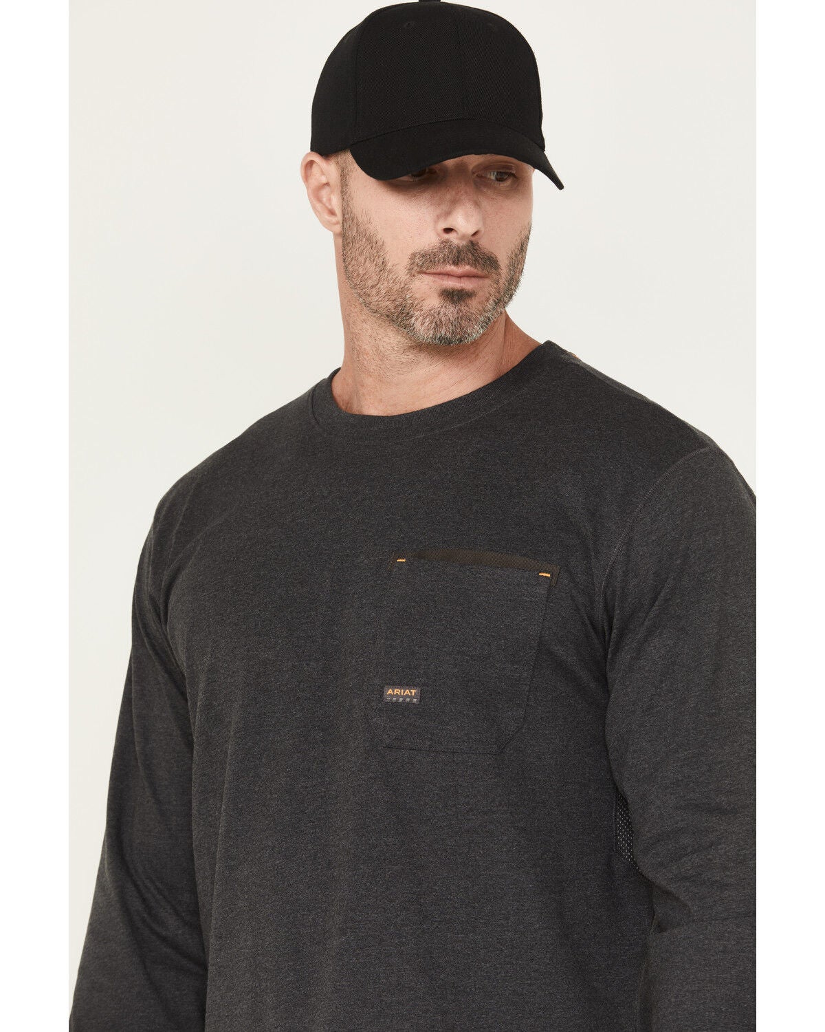 Image #2 - Ariat Men's Rebar Workman Born For This Long Sleeve Graphic T-Shirt, Charcoal, hi-res