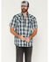 Image #1 - Moonshine Spirit&reg; Men's Purple Hazer Plaid Print Short Sleeve Snap Western Shirt, Blue, hi-res