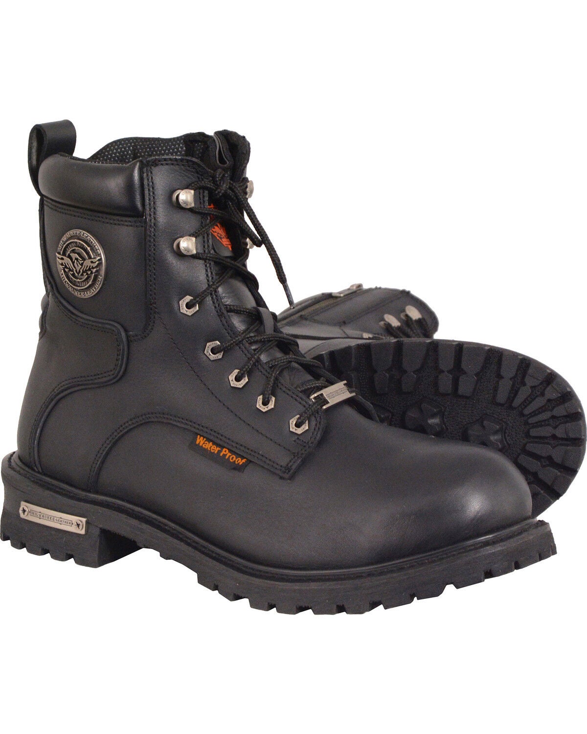Milwaukee Leather Men's Waterproof Logger Boots - Round Toe, Black, hi-res
