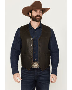 Cody James Men's Durango Button-Down Faux Leather Vest, Brown, hi-res