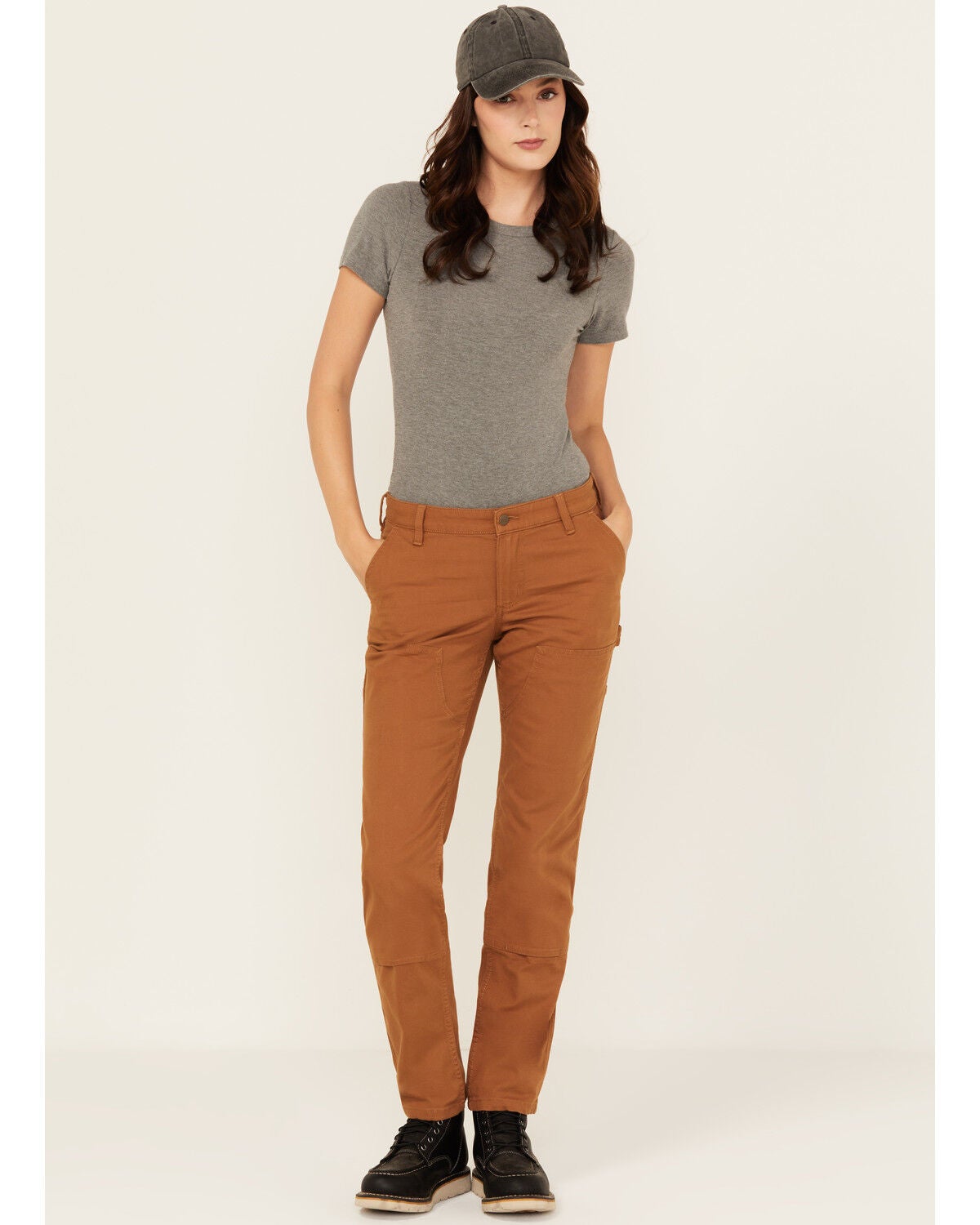 Carhartt Women's Rugged Flex&reg; Double-Knee Relaxed Fit Canvas Work Pants, Brown, hi-res