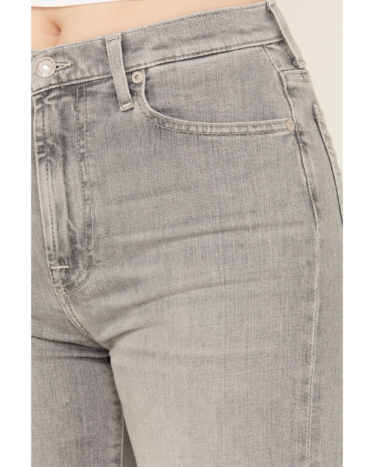 Image #4 - 7 For All Mankind Women's Closing Act High Rise Flare Stretch Denim Jeans, Grey, hi-res