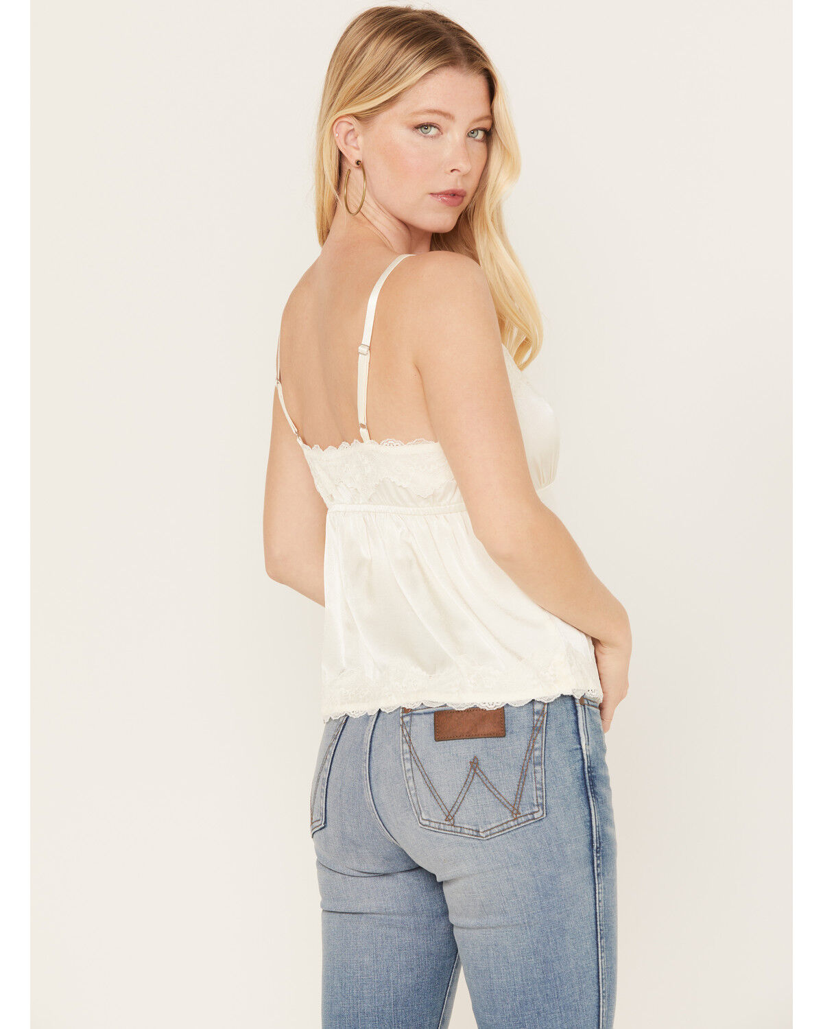 Image #4 - Shyanne Women's Button Front Lace Trimmed Tank Top, Cream, hi-res
