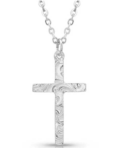 Image #2 - Montana Silversmiths Women's Gratitude Cross Necklace, Silver, hi-res