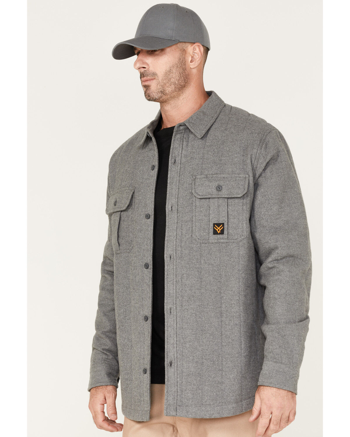 Image #2 - Hawx Men's Channel Quilted Flannel Button-Down Shirt Jacket, Grey, hi-res