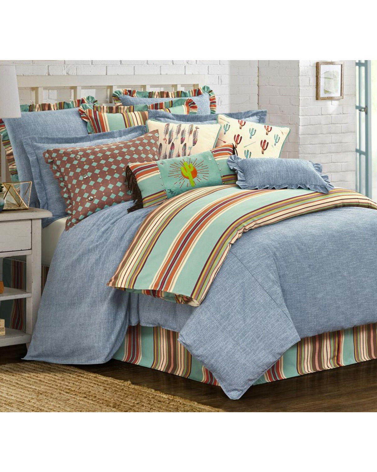 HiEnd Accents Blue Chambray 3-Piece Comforter Set - Full, Light Blue, hi-res