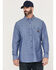 Image #1 - Hawx Men's Chambray Sun Protection Long Sleeve Button-Down Western Shirt - Tall, Blue, hi-res