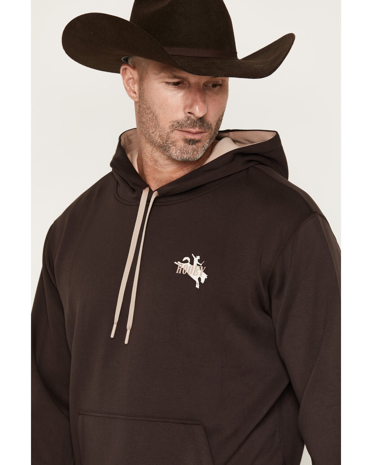 Image #2 - Hooey Men's Boot Barn Exclusive Wild Ride Hooded Sweatshirt, Dark Brown, hi-res