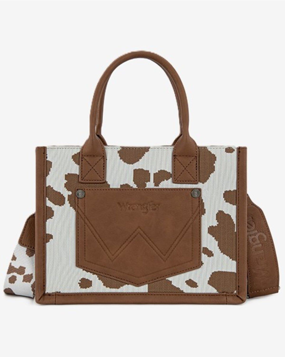 Image #2 - Wrangler Women's Cow Print Crossbody Tote, Brown, hi-res