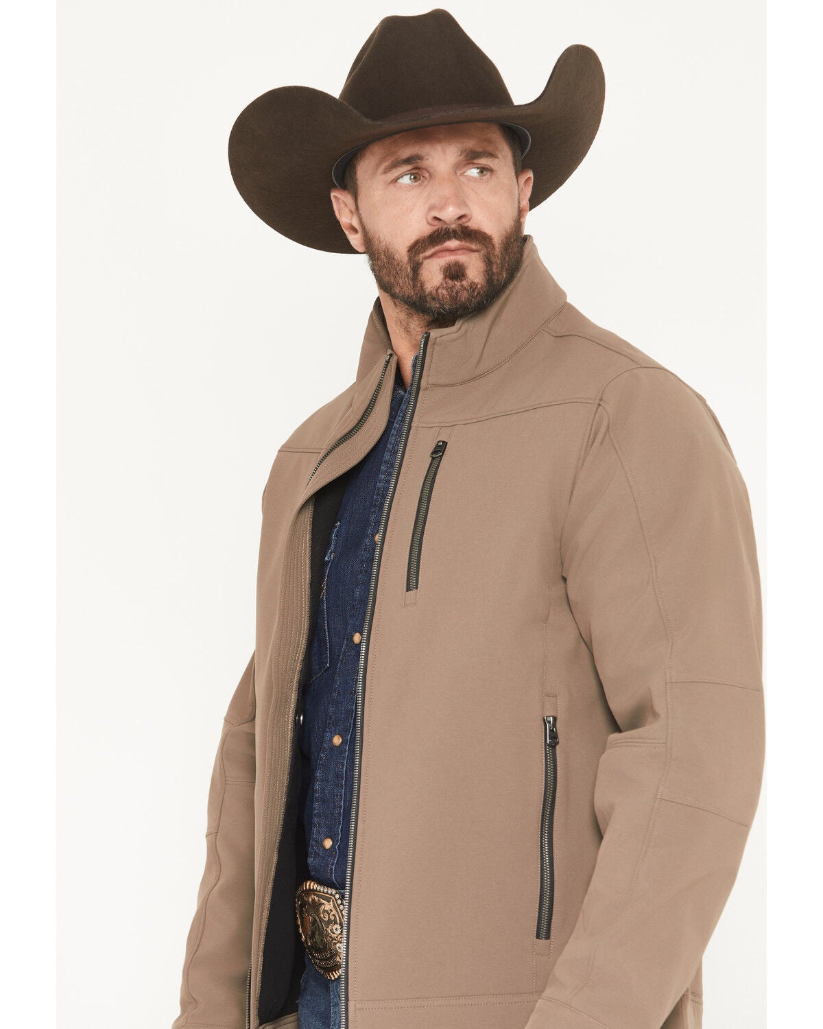 Image #2 - Cinch Men's Bonded Concealed Carry Softshell Jacket - Big, Brown, hi-res