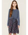 Trixxi Girls' Navy Blue Bow Front Pullover Sweatshirt, Navy, hi-res