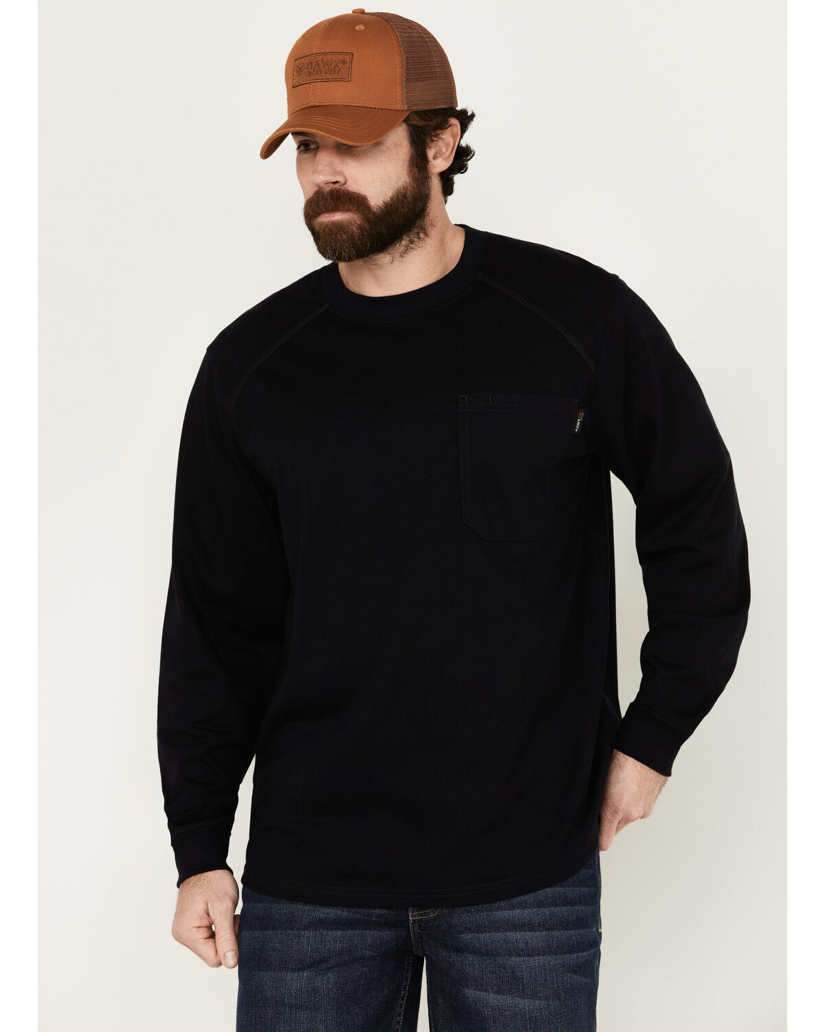 Image #1 - Hawx Men's FR Long Sleeve Pocket T-Shirt, Navy, hi-res