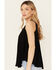 Image #2 - Wild Moss Women's Crochet Studded Yoke Flowy Tank Top, Black, hi-res