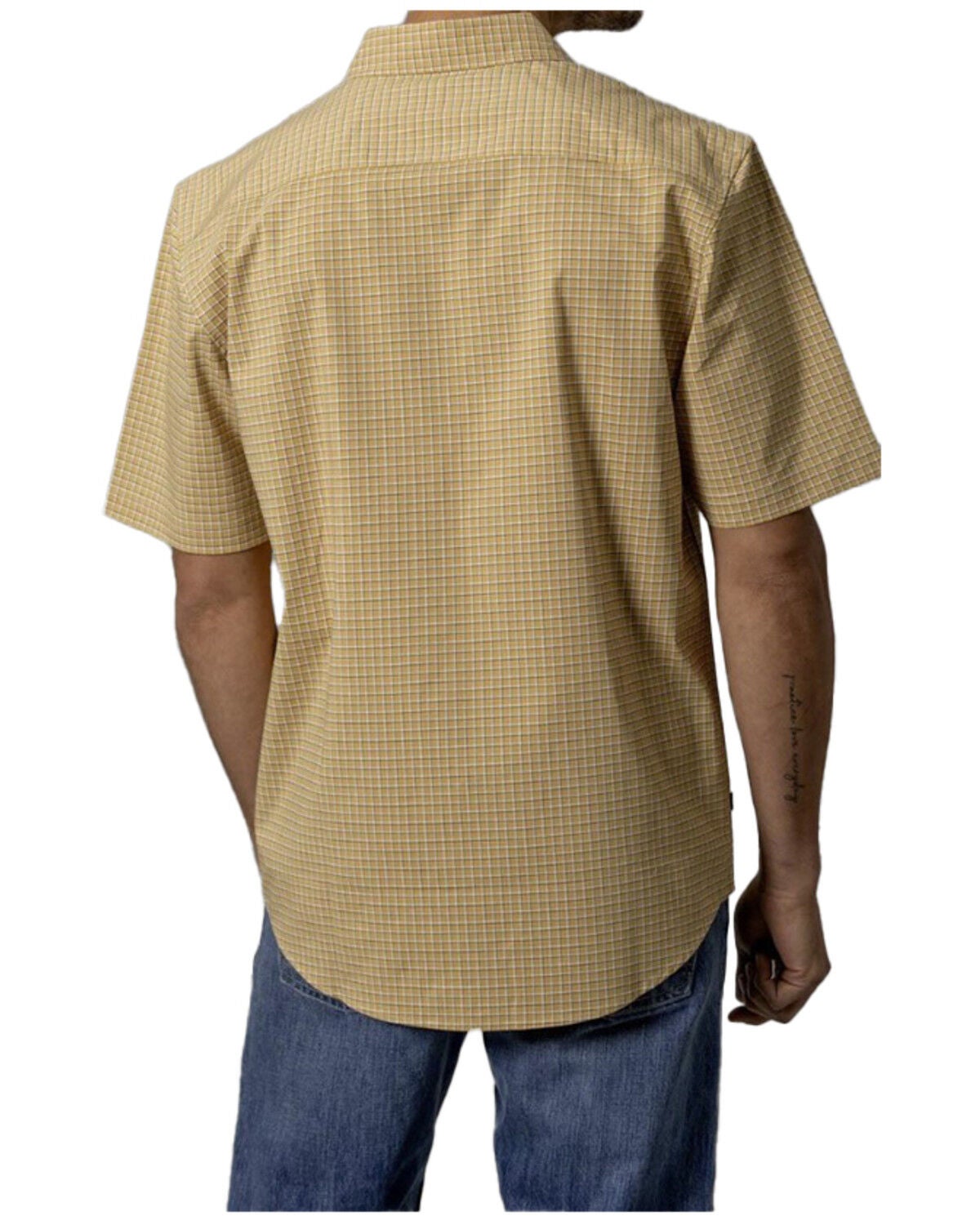 Image #4 - Kimes Ranch Men's MC Cooper Plaid Print Short Sleeve Button-Down Stretch Performance Shirt, Gold, hi-res