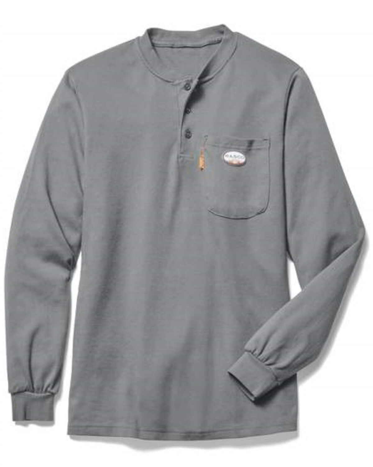 Image #1 - Rasco Men's FR Henley Long Sleeve Work T-Shirt - Big, Grey, hi-res