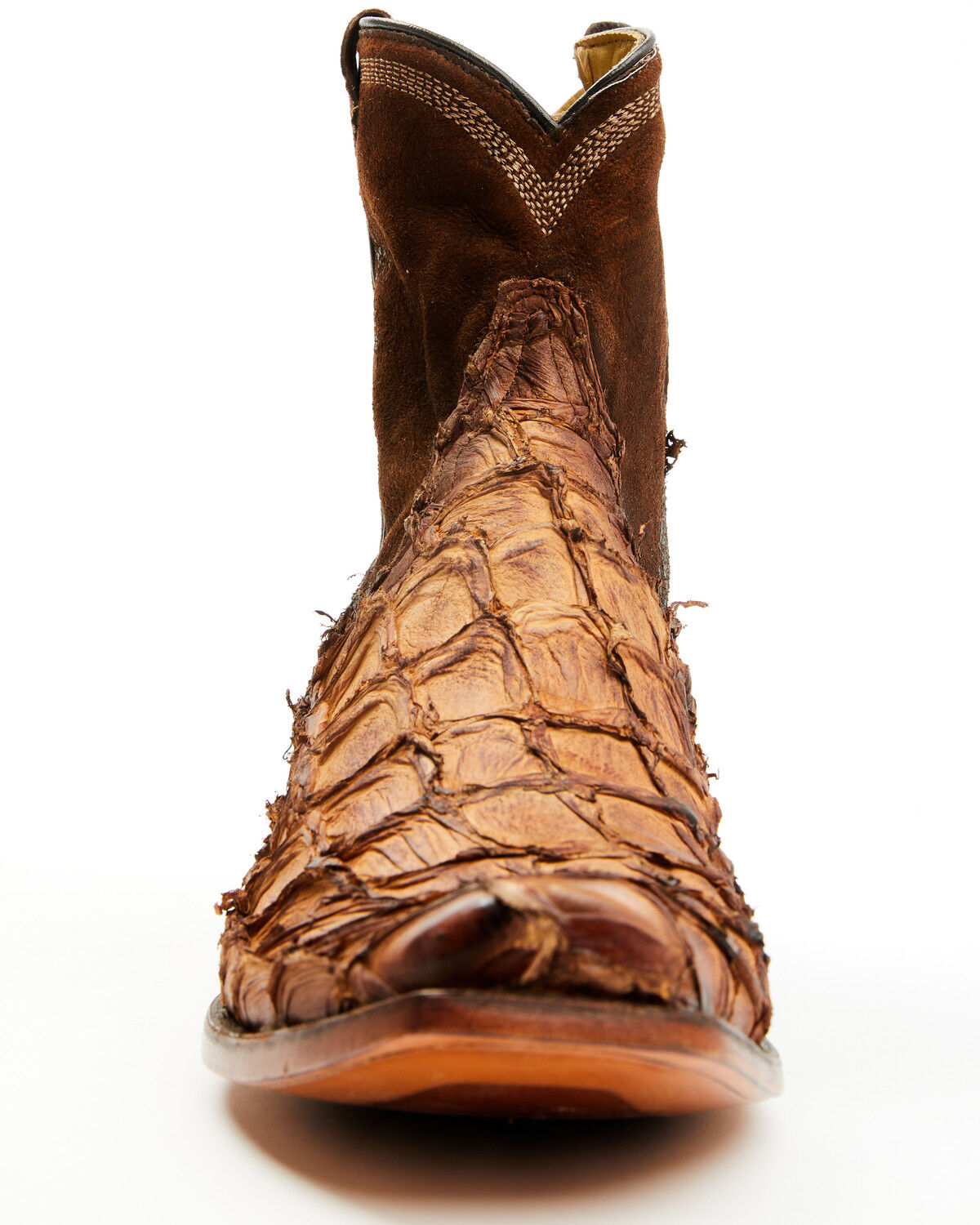 Image #4 - Corral Men's Exotic Pirarucu Western Ankle Boots - Snip Toe, Cognac, hi-res