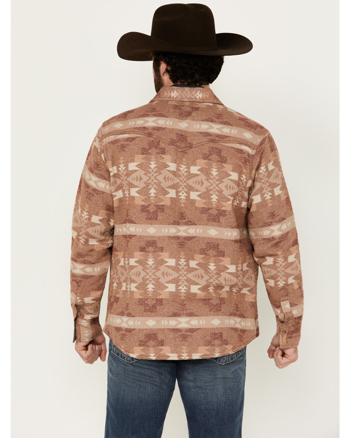 Image #4 - Wrangler Retro Men's Southwestern Print Long Sleeve Snap Western Shirt Jacket, Lt Brown, hi-res
