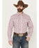 Image #1 - Wrangler Men's 20X Plaid Print Long Sleeve Button-Down Stretch Western Shirt - Tall, Wine, hi-res
