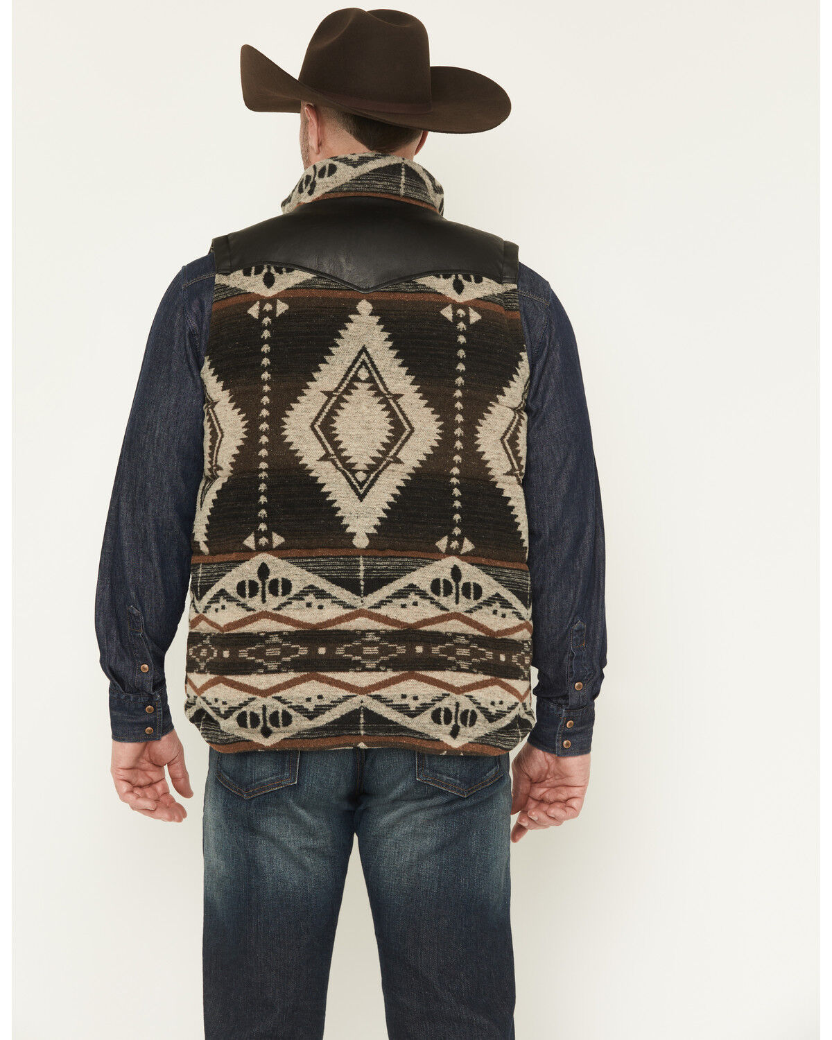 Image #4 - Cody James Men's Southwestern Print Flannel Insulated Vest, Dark Brown, hi-res