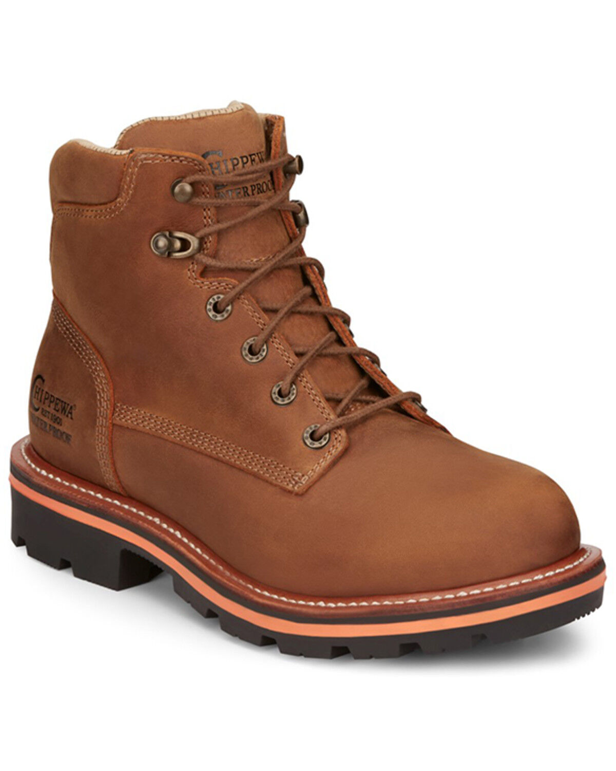 Image #1 - Chippewa Men's Thunderstruck 6" Lace-Up Waterproof Work Boots - Round Toe, Lt Brown, hi-res