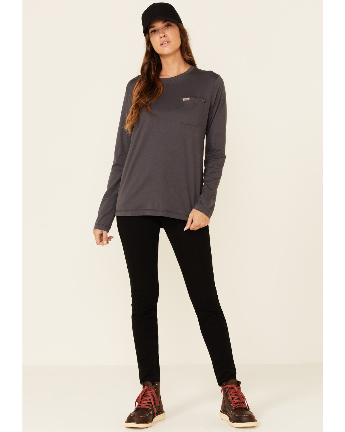 Image #2 - Ariat Women's Bolt Logo Long Sleeve Work Tee, Grey, hi-res