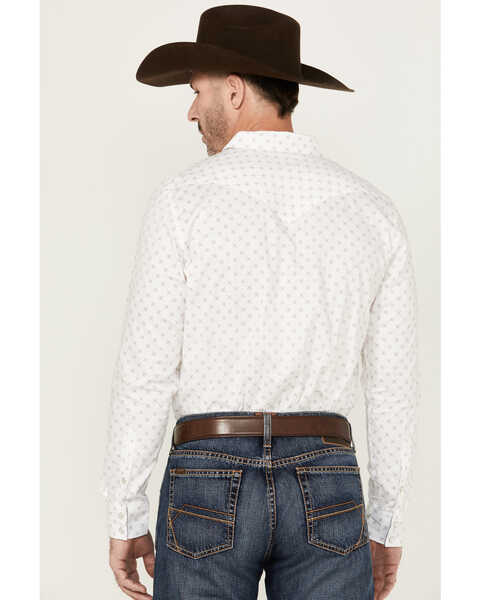 Image #4 - Cody James Men's North Star Jacquard Geo Print Long Sleeve Pearl Snap Western Shirt , Ivory, hi-res