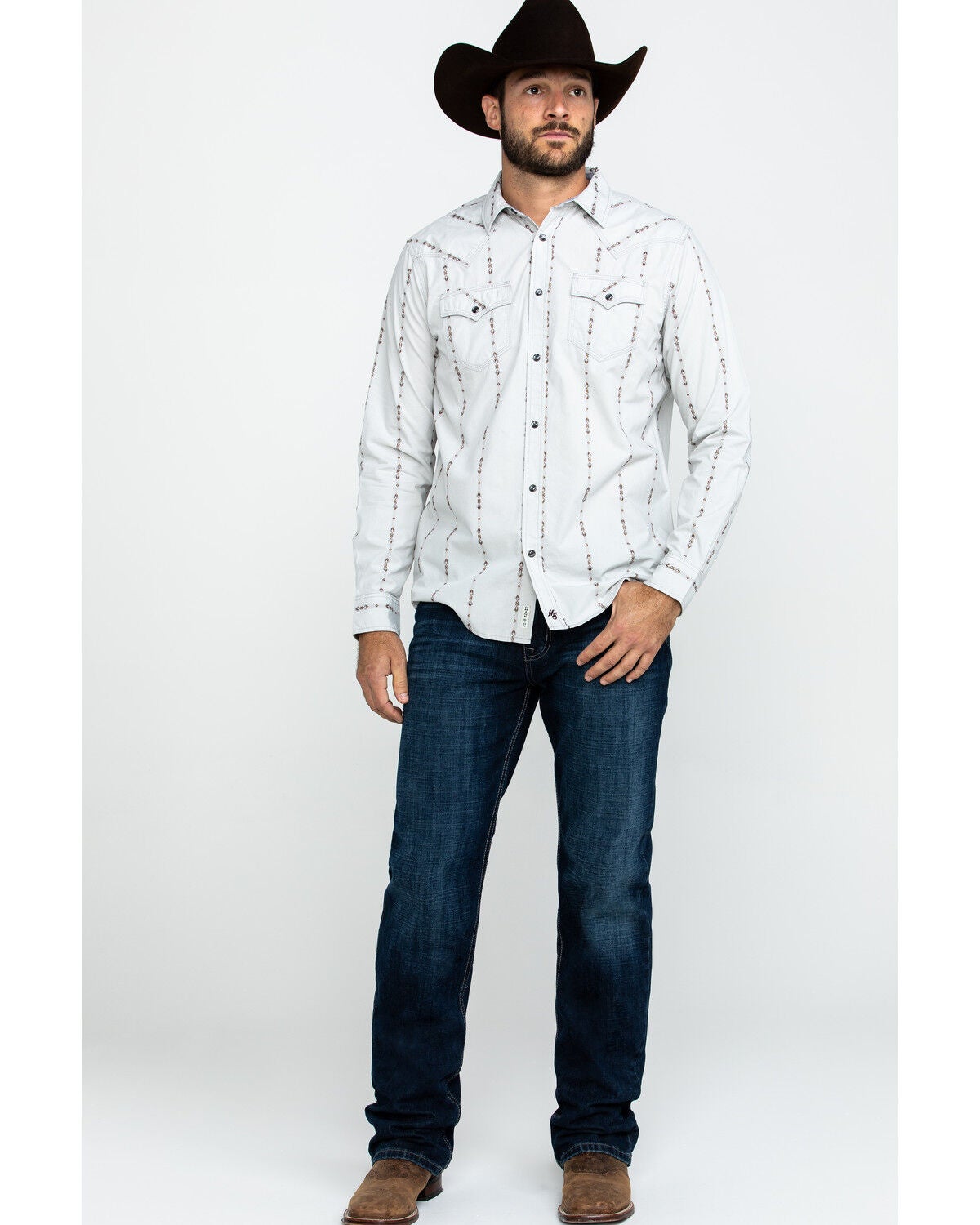 Image #6 - Moonshine Spirit&reg; Men's Tiki Torch Striped Dobby Print Long Sleeve Western Shirt, , hi-res