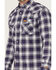 Image #3 - Wrangler Men's FR Plaid Print Long Sleeve Button-Down Work Shirt, Navy, hi-res