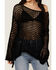 Image #3 - POL Women's Open Crochet Sweater, Black, hi-res