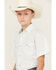 Image #2 - Panhandle Boys' Geo Print Short Sleeve Pearl Snap Western Shirt , Aqua, hi-res
