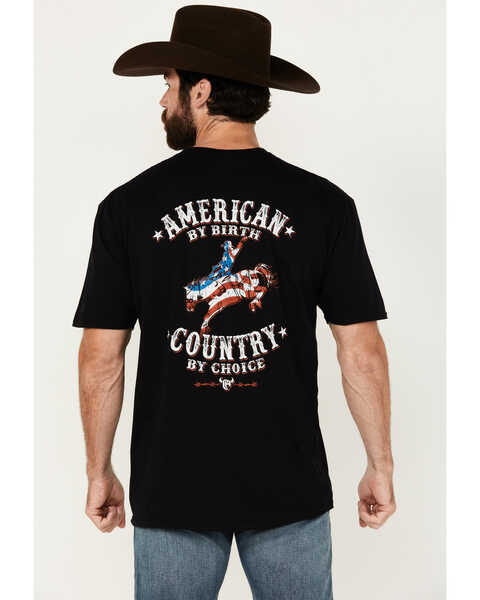 Image #1 - Cowboy Hardware Men's American By Birth Short Sleeve T-Shirt, Black, hi-res