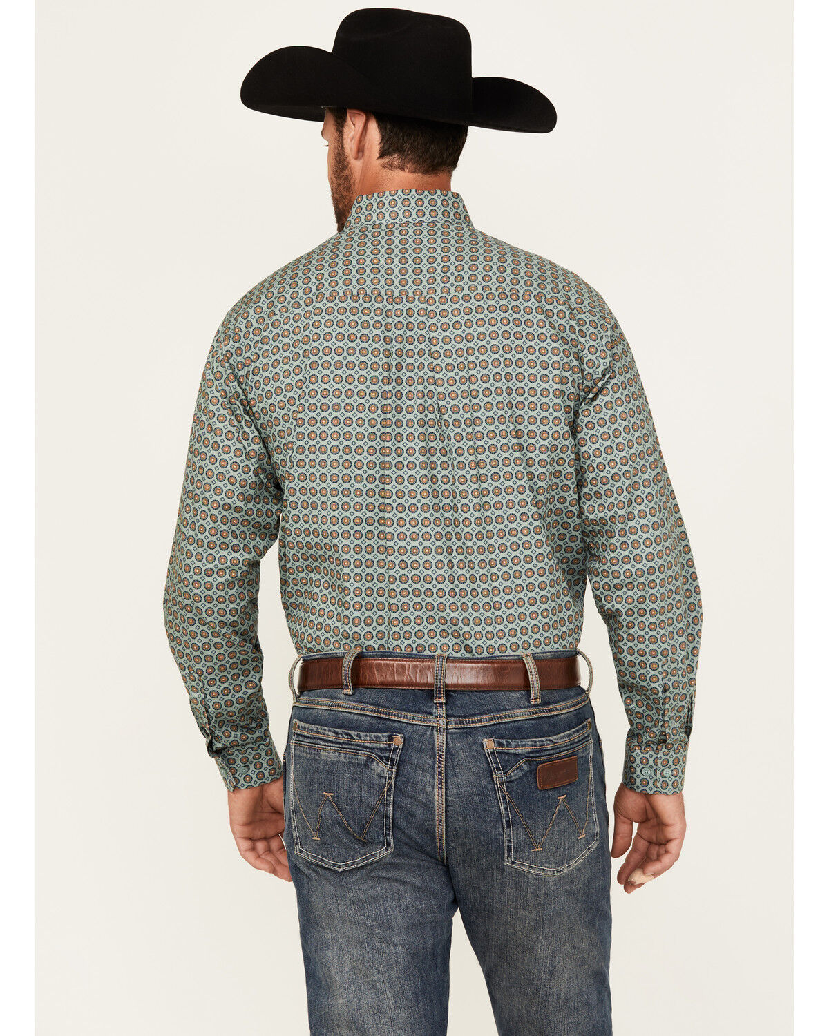 Image #4 - Cinch Men's Circle Geo Print Long Sleeve Button-Down Western Shirt, Teal, hi-res