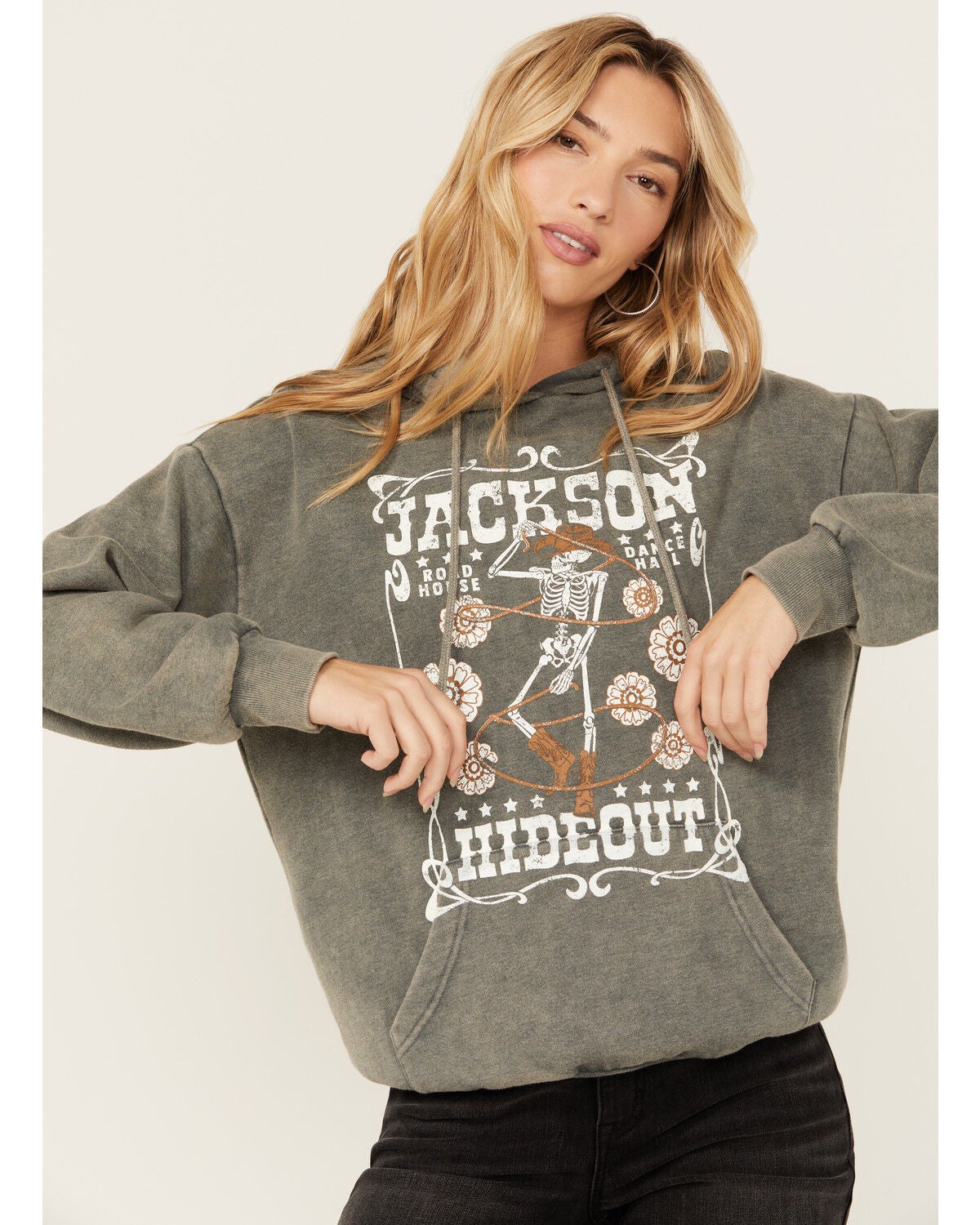Youth in Revolt Women's Jackson Skeleton Graphic Hoodie, Charcoal, hi-res