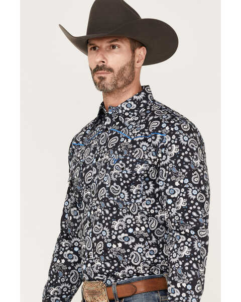 Image #2 - Cowboy Hardware Men's Paisley Print Snap Western Shirt , Black, hi-res