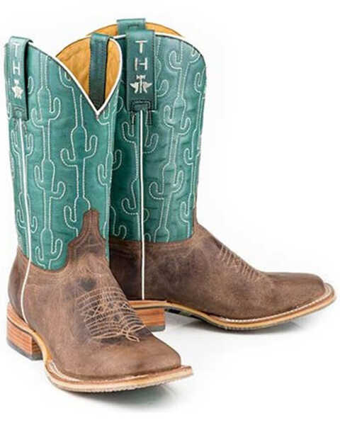 Image #1 - Tin Haul Women's Puff Cactus Western Boots - Broad Square Toe, Tan, hi-res