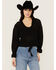 Image #1 - Revel Women's Layer Crochet Long Sleeve Shirt, Black, hi-res