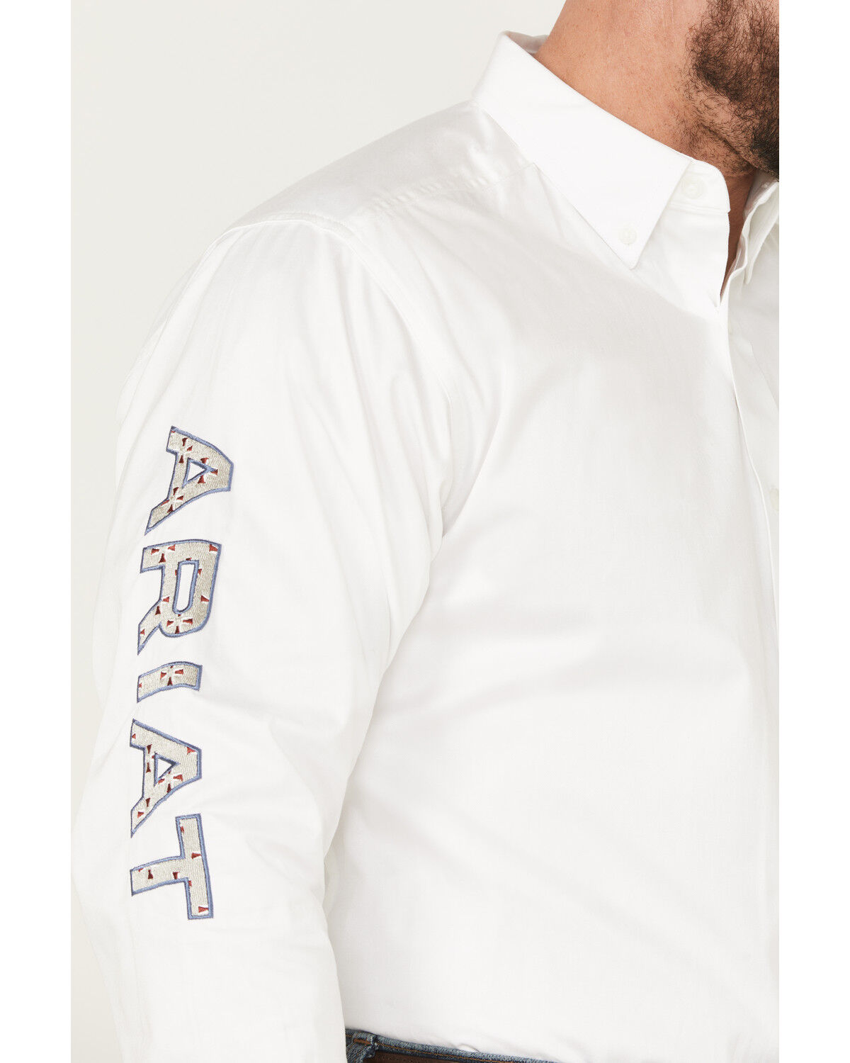 Image #3 - Ariat Men's Team Logo Solid Long Sleeve Button-Down Western Shirt, White, hi-res