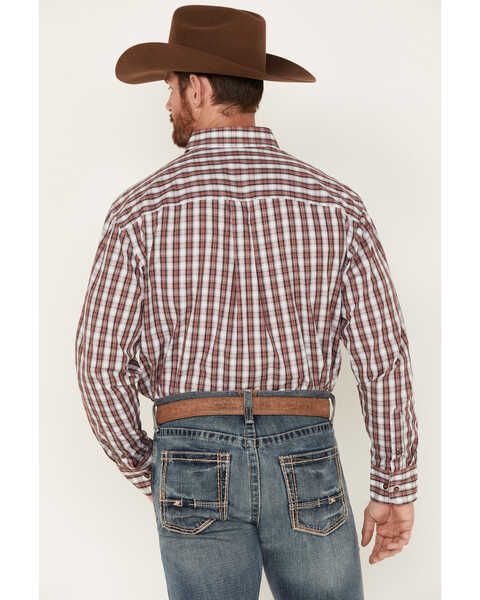 Image #4 - Wrangler Men's Plaid Print Long Sleeve Button Down Western Shirt, Red, hi-res