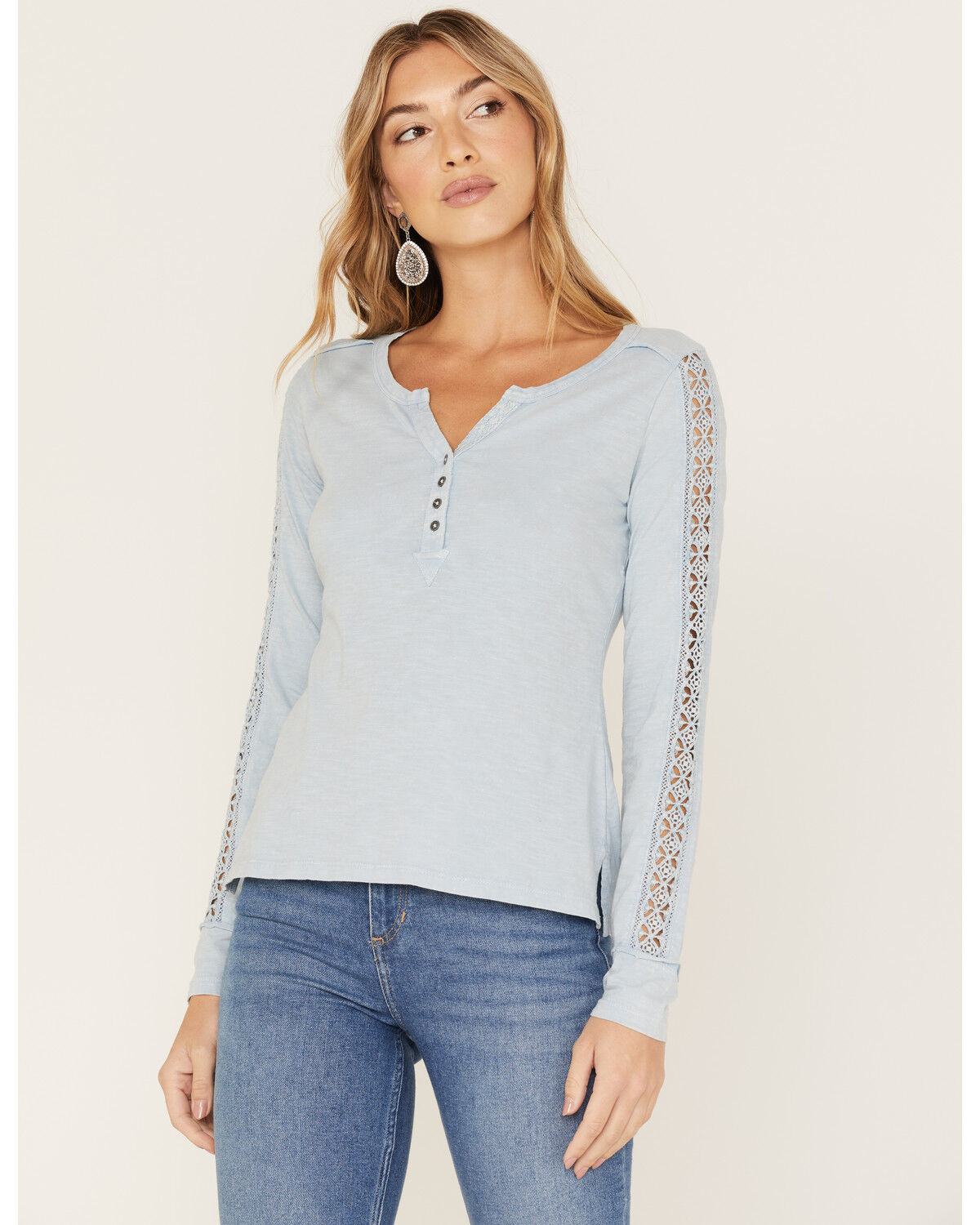 Image #1 - Idyllwind Women's Trustie Henley Top, Steel Blue, hi-res