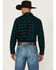 Image #4 - Wrangler Retro Men's Checkered Print Long Sleeve Snap Flannel Shirt, Dark Teal, hi-res