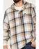 Wrangler Men's Plaid Print 1/4 Button Front Unlined Hooded Pullover, Tan, hi-res